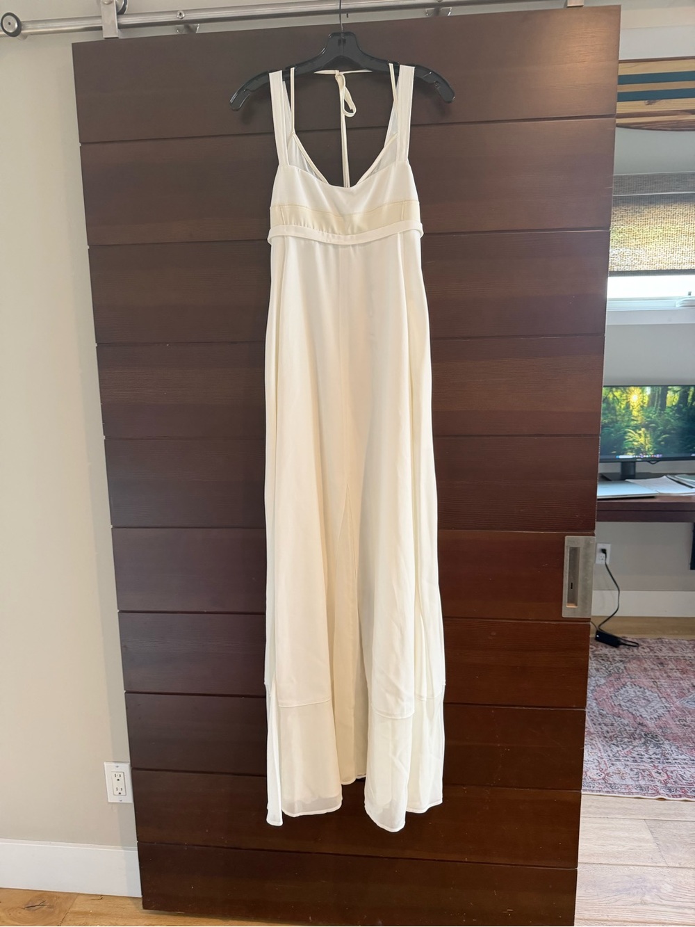 Ivory Halter Maxi Dress with Waist Tie - Picture 7 of 15